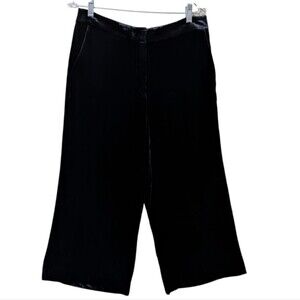 Boden black velvet wide leg pants trousers size 8 silk blend cropped